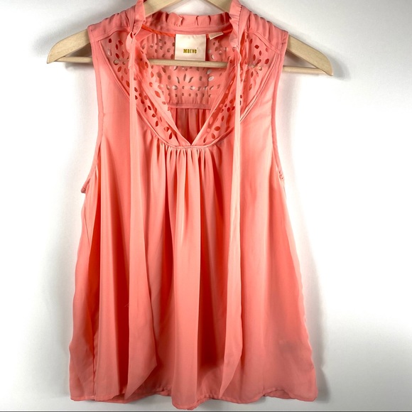 Anthropologie Maeve Sleeveless Pink Cutout Blouse - Picture 9 of 12